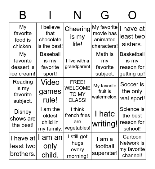 DID YOU KNOW? BINGO Card