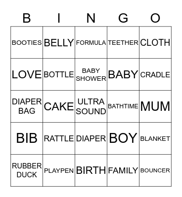 BABY BINGO Card