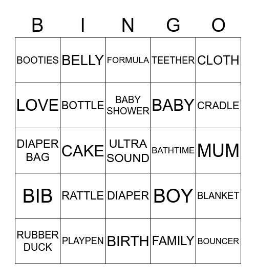 BABY BINGO Card