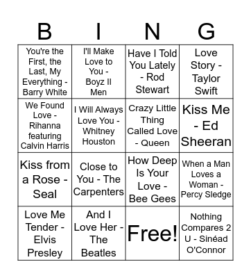Valentine's Bingo Card