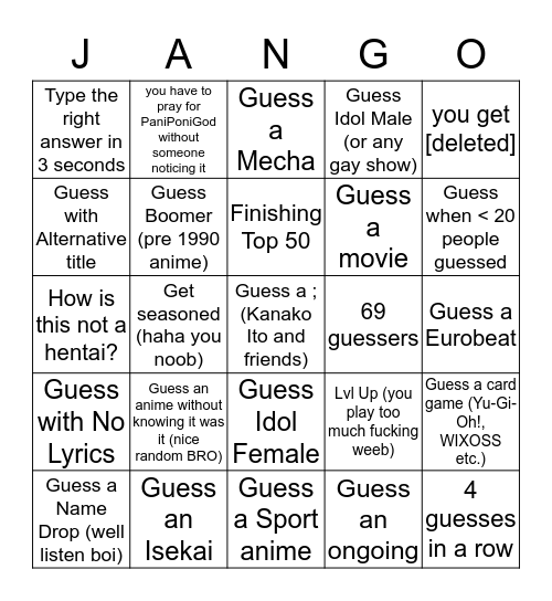 AMQ Ranked Bingo ver 1.2 Bingo Card