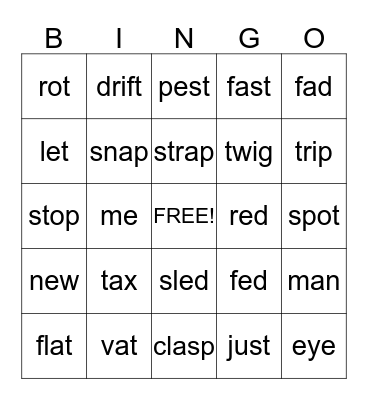 Spelling Drill 2 Bingo Card