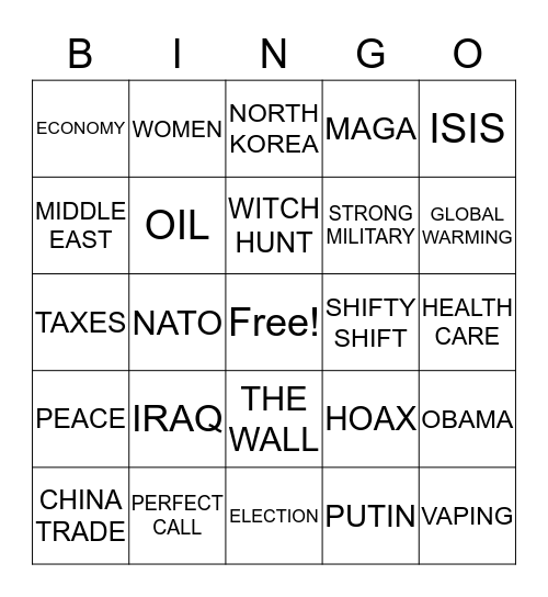 SOTU BINGO 2020 Bingo Card