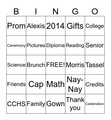 The Graduate Bingo Card
