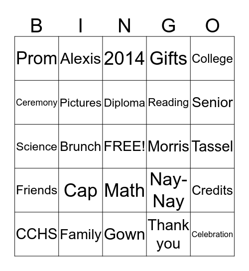 The Graduate Bingo Card