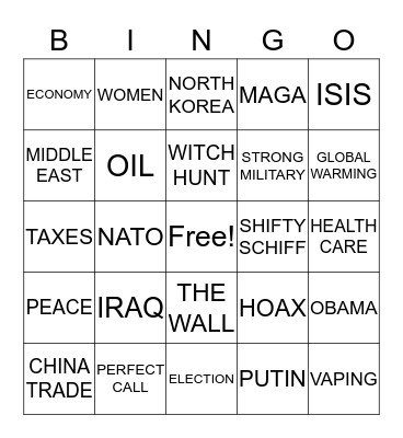 SOTU BINGO 2020 Bingo Card