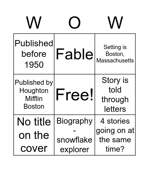 Caldecott Trail Bingo  Bingo Card