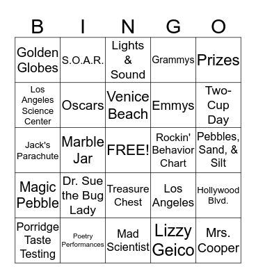 Second Grade, Room 15 Bingo Card