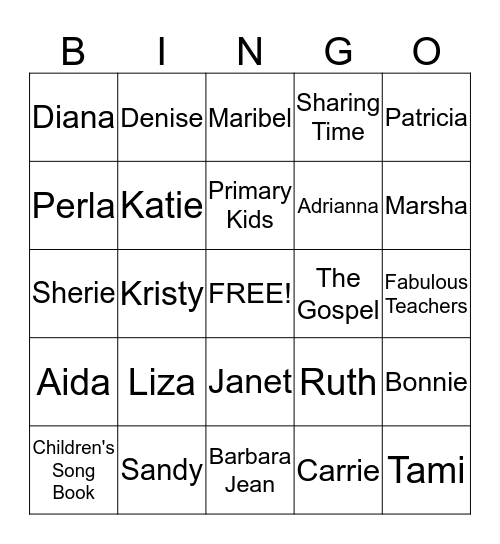 Awesome Primary Bingo Card