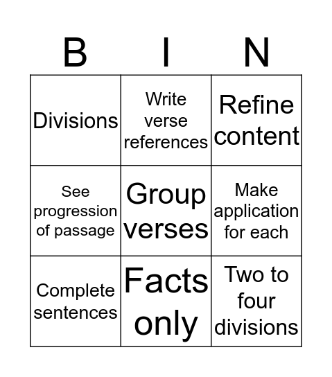 DIVISION Bingo Card