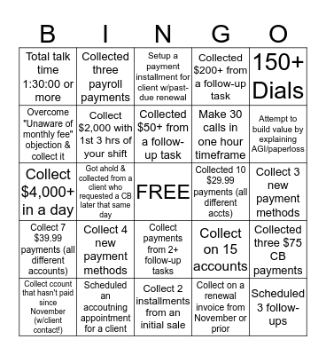 COLLECTIONS Bingo Card