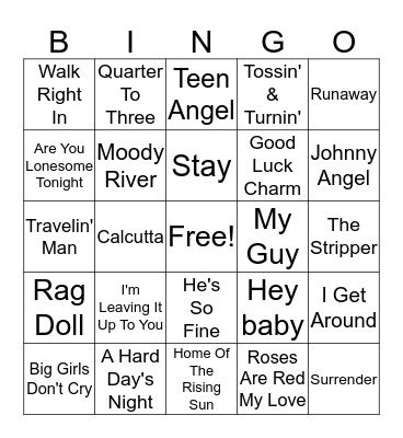 60's #1's Bingo Card