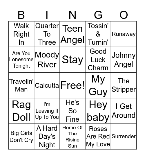 60's #1's Bingo Card