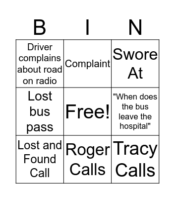 Transit BINGO Card