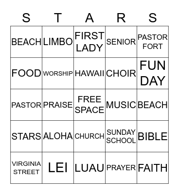 SENIOR STARS BINGO Card