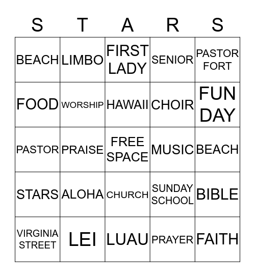 SENIOR STARS BINGO Card