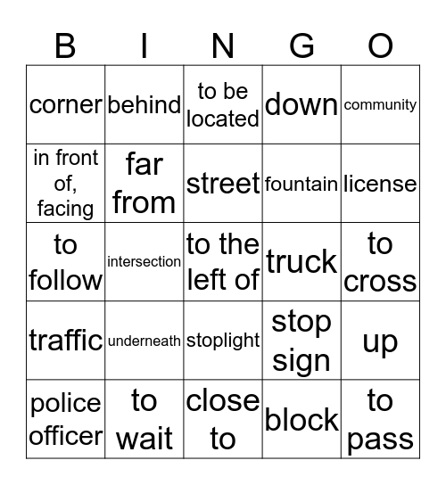 Sp2 Unit 5 Vocabulary Bingo Card