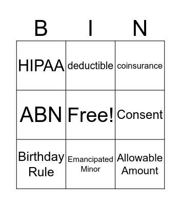 Admin/Vocabulary  Bingo Card