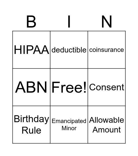 Admin/Vocabulary  Bingo Card