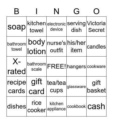 Shower gifts for Sheinah Bingo Card