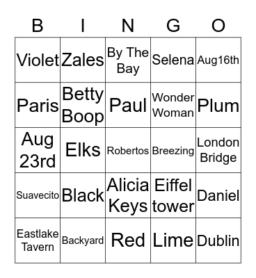 CLAUDIA'S BRIDAL SHOWER Bingo Card