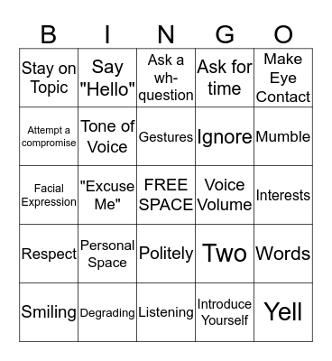 COMMUNICATION BINGO Card