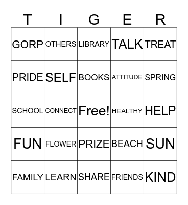 Tiger Pride Family Bingo Card