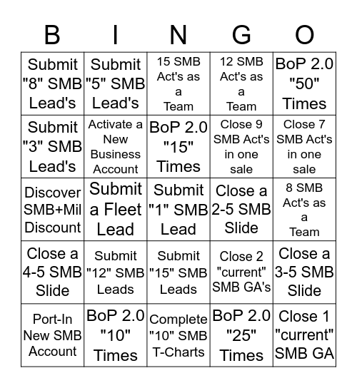 SMB Bingo!!! Bingo Card