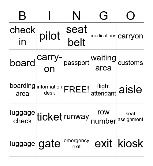 FLYING Bingo Card