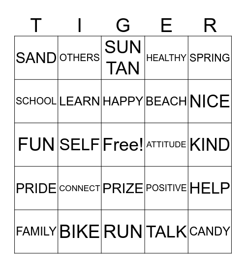 Tiger Pride Family Bingo Card