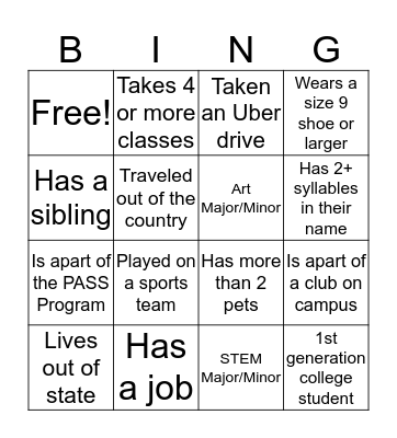 Get to know you BINGO Card