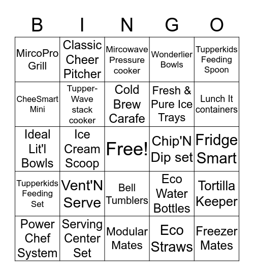 TUPPERWARE BINGO Card