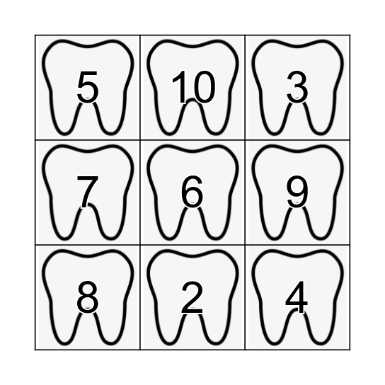 Tooth Bingo Card