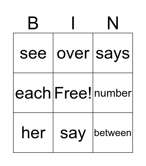 Fundations Level 1 Unit 9 Bingo Card