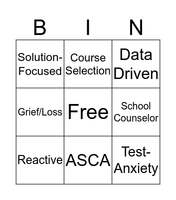 National School Counseling Week Bingo Card