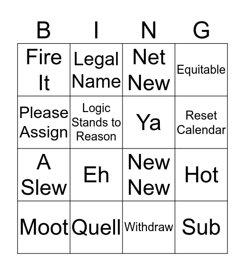 PMC Common Terminology Bingo Card