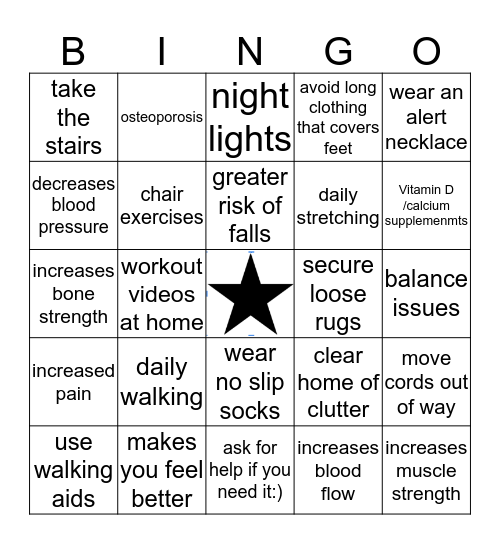 Let's Get Physical Bingo Card