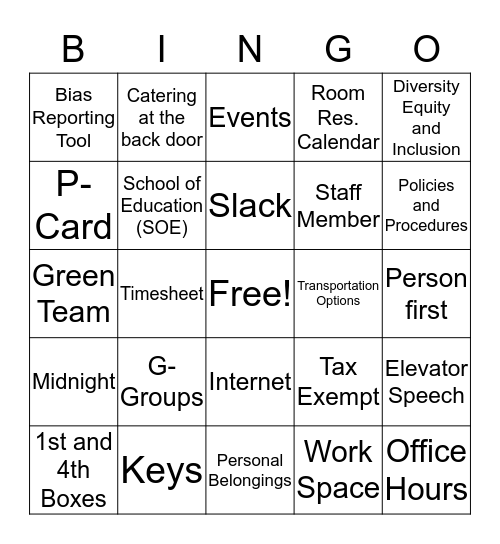 Morgridge Center for Public Service Bingo Card