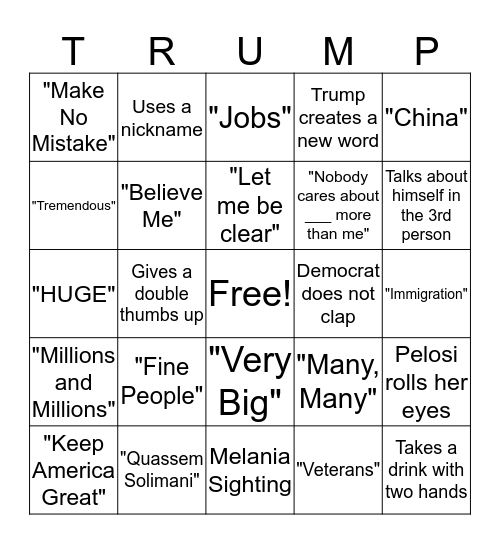 State of the Union Bingo  Bingo Card