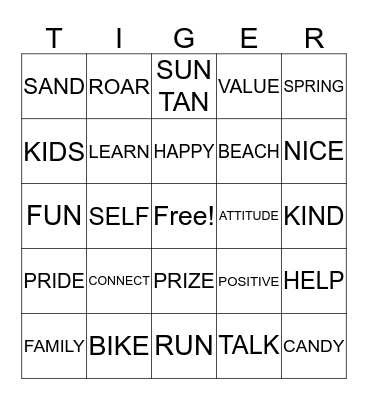 Tiger Pride Family Bingo Card