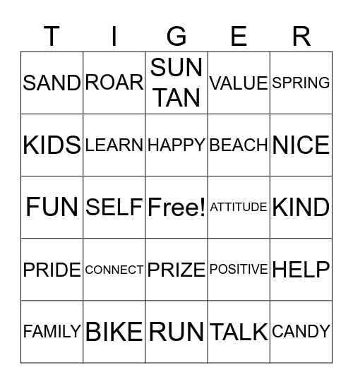 Tiger Pride Family Bingo Card