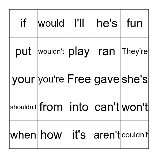 2G Set 3 Bingo Card