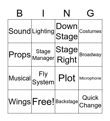 Theater Bingo! Bingo Card