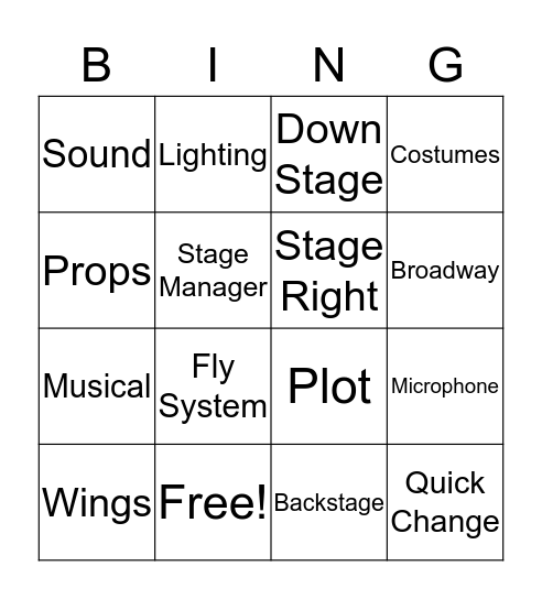 Theater Bingo! Bingo Card