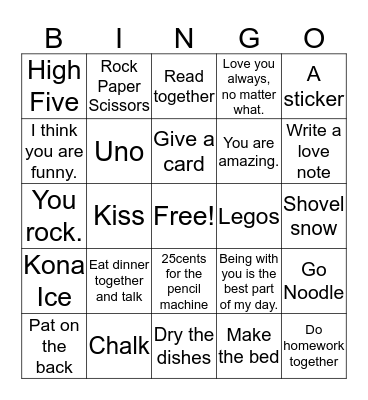 Love Languages Bingo Card