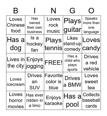 People BINGO Card