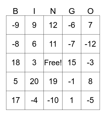 Absolute Value Equations Bingo Card