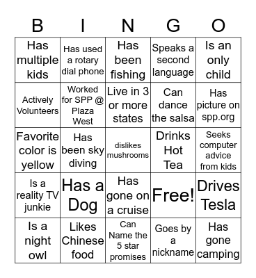 Engineering Event Human Bingo Card