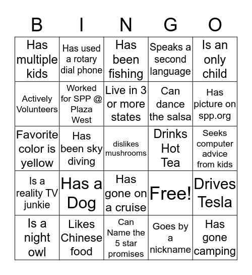Engineering Event Human Bingo Card