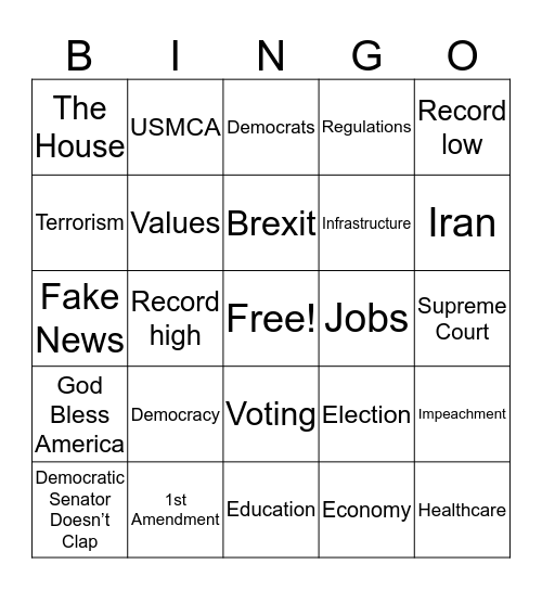 State of the Union! Bingo Card
